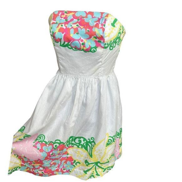 Lilly Pulitzer Lottie Women's Multicolor Strapless Floral Dress Size 0 - Picture 7 of 14